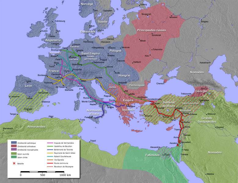 Carte de la première croisade Carte de la première croisade