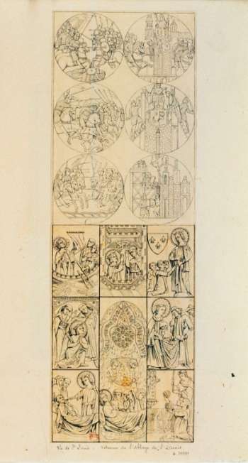 Dessin tiré des vitraux de St Denis - XIIIème siècle - 1ère croisade Dessin tiré des vitraux de St Denis - XIIIème siècle - 1ère croisade