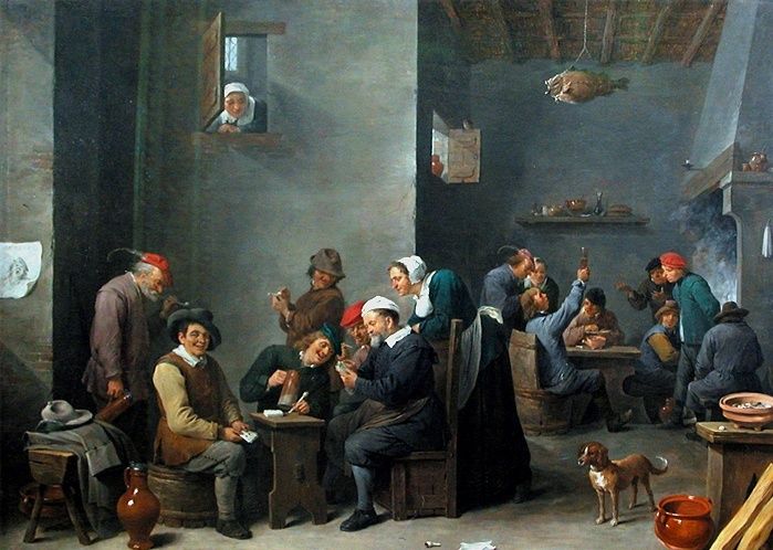 Intérieur d'un cabaret, partie de cartes par David Teniers le Jeune (Ecole du Nord) - 1645