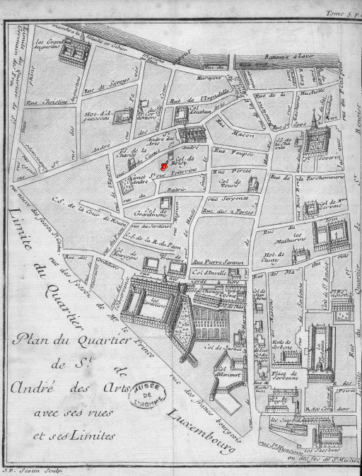 Le Quartier de Saint André des Arts - Gravure de Jean Baptiste Scotin