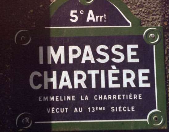 Plaque de rue : Impasse Chartière