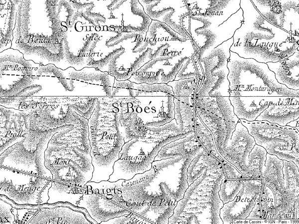 Carte de Cassini - St Boès Carte de Cassini - St Boès