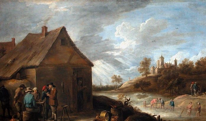 Cabaret près d'une rivière avec des pêcheurs au filet par David Teniers Le Jeune